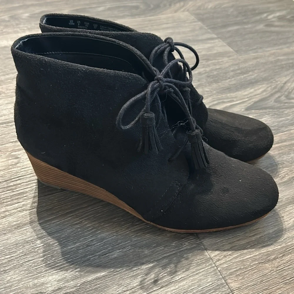 Dr Scholl's Boots Size 10 Dakota Wedge Bootie Faux Suede Black Memory Foam NWOT